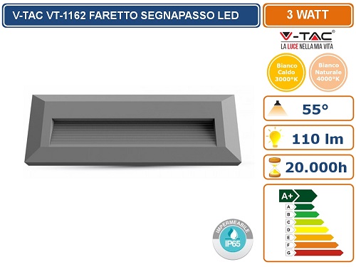 Segnapasso da Parete LED 3w Grigio Luce Calda